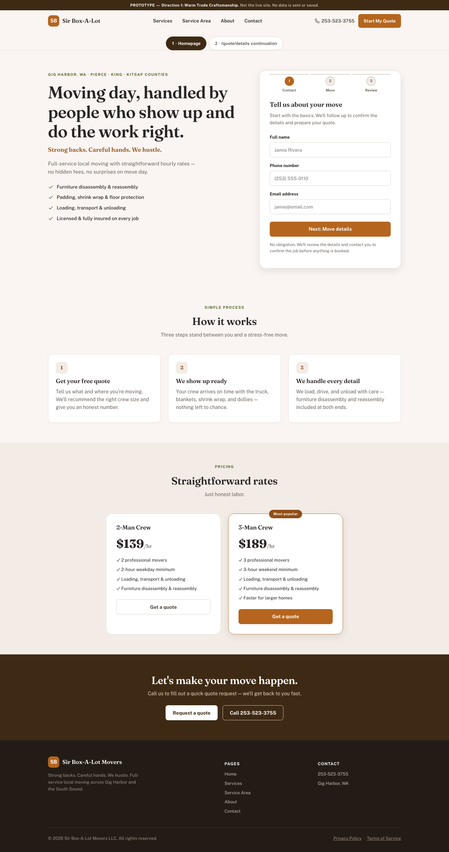 Variant 1 homepage desktop preview