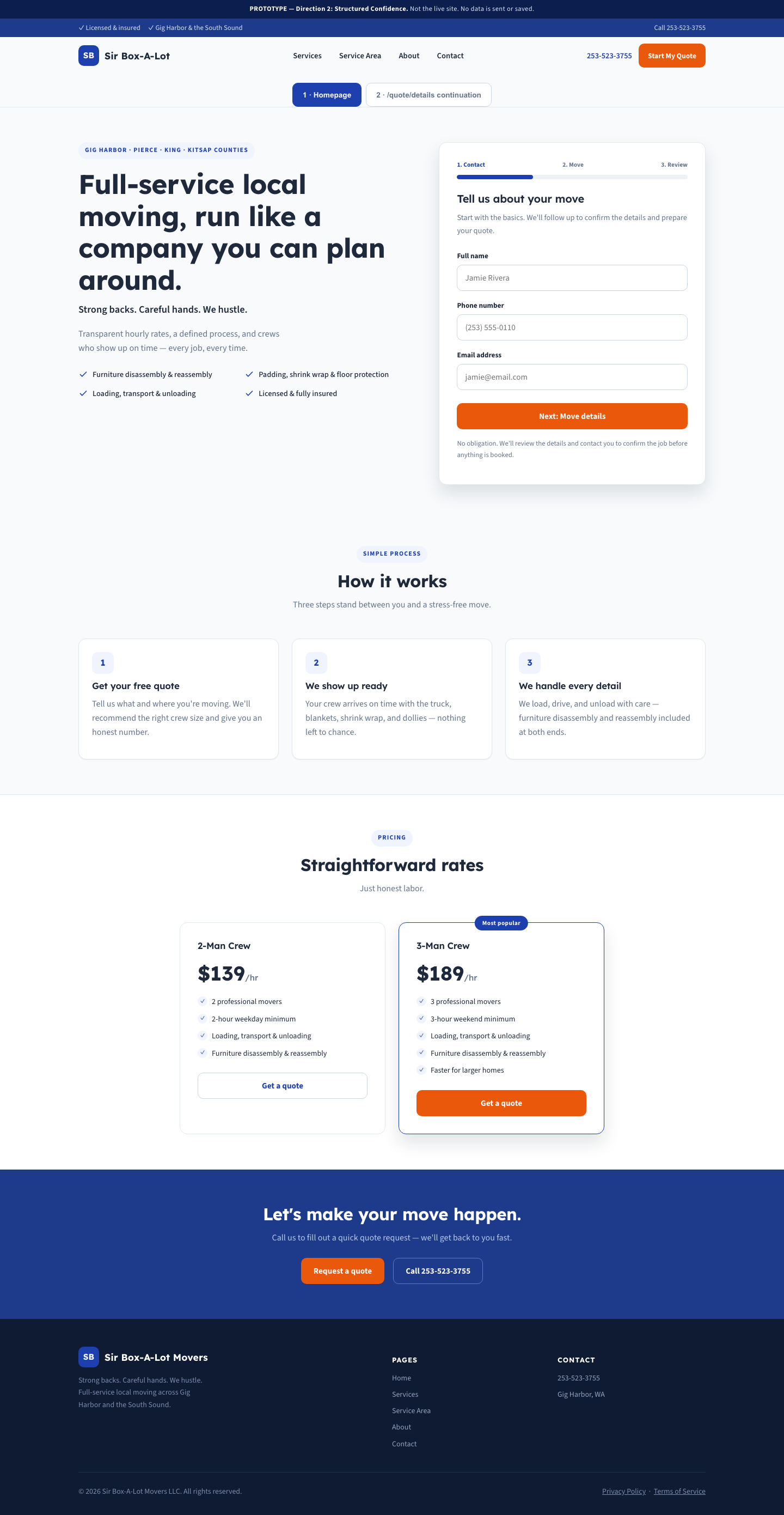 Variant 2 homepage desktop preview