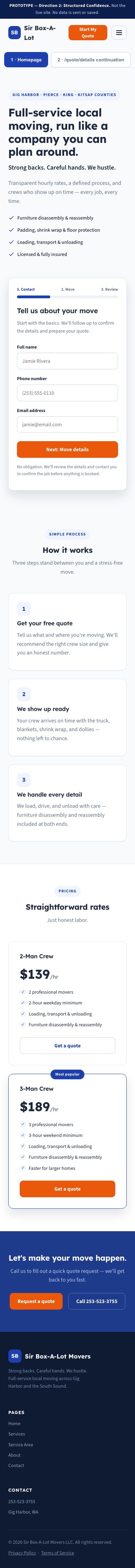 Variant 2 homepage mobile preview
