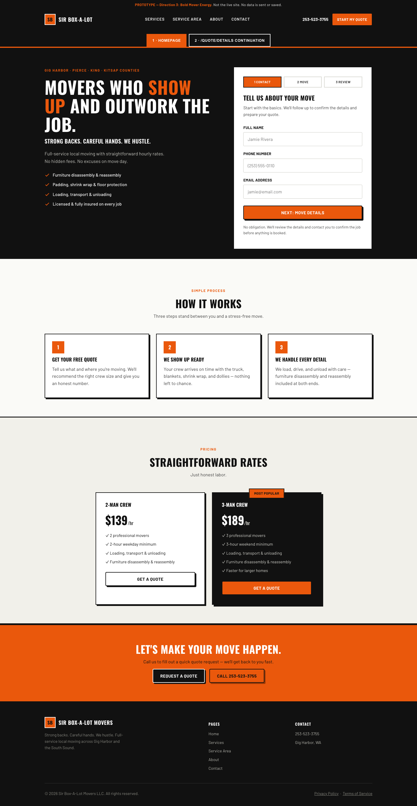 Variant 3 homepage desktop preview